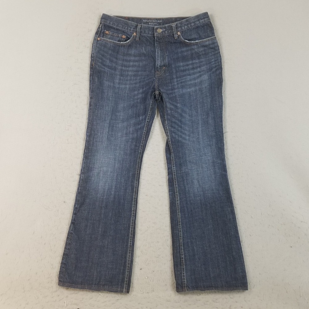 Banana Republic Jeans Mens 34x32 Blue Boot Fit Classic Dark Wash 100% Cotton